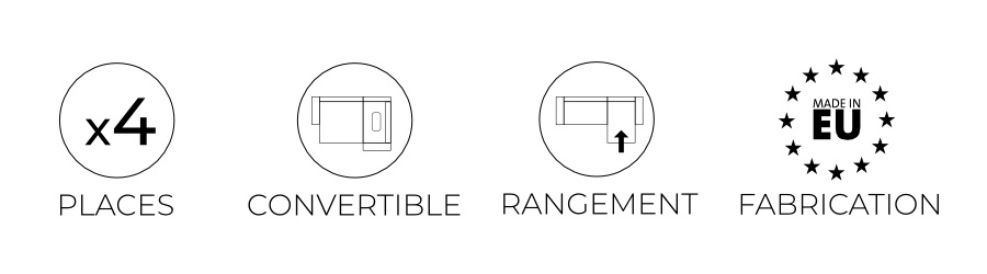 Bestmobilier Canapé D'angle Réversible Convertible 4 Places AARON - Tissu Bleu P?... -Vente-unique shop Aaron Bandeaux 2