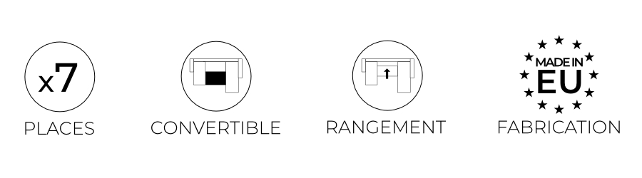 SIMPLE & CLASSIQUE Bestmobilier Canapé Panoramique 7 Places BELLA ...