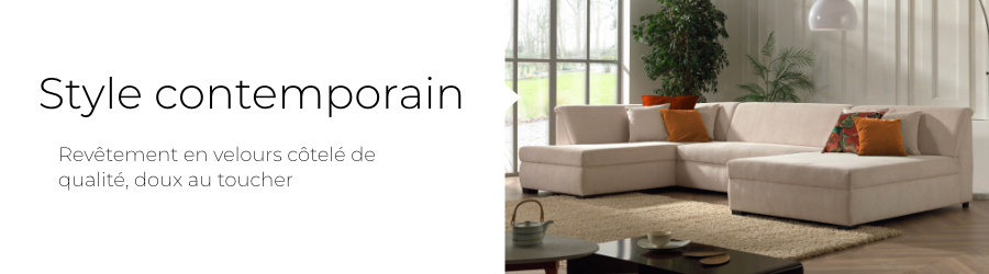 Lisa Design Canapé Panoramique 7 Places MALCOM - Angle Droit - Velours Côtelé B... -Vente-unique shop Malcom Bandeaux 1