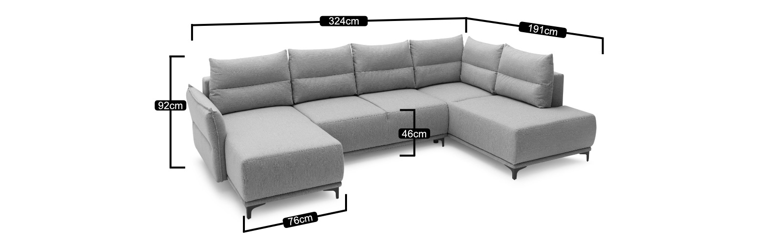 Lisa Design Canapé Panoramique 7 Places ARYA - Angle Droit - Tissu Beige -Vente-unique shop bandeau dimensions arya pano droit