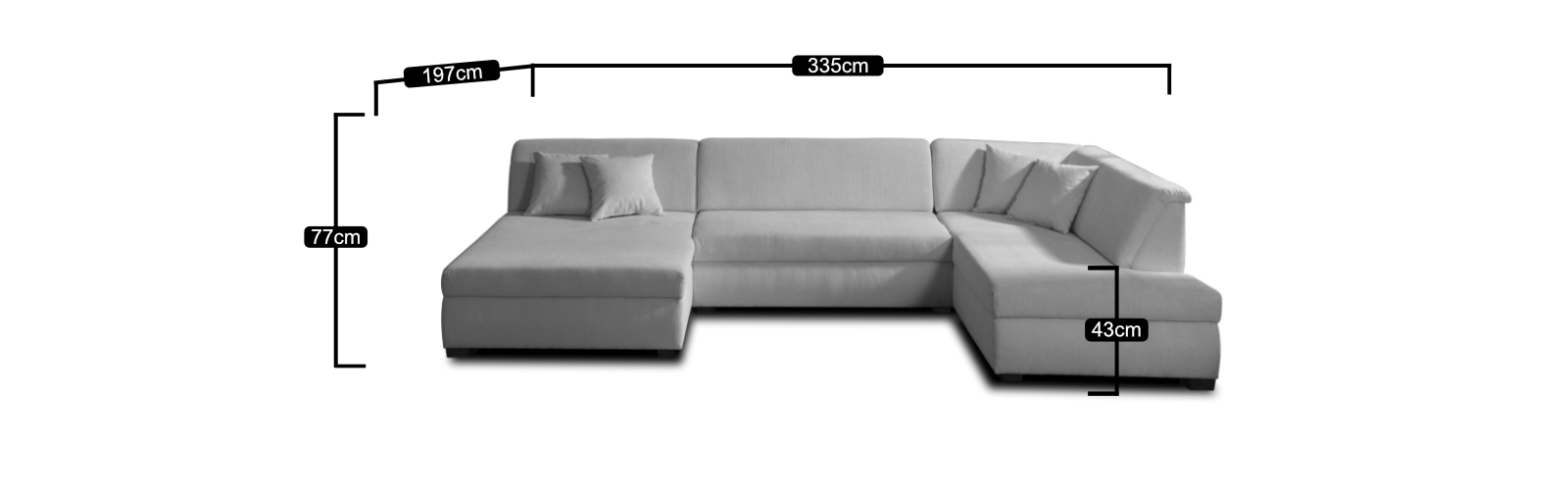 Lisa Design Canapé Panoramique 7 Places MALCOM - Angle Droit - Velours Côtelé B... -Vente-unique shop bandeau dimensions malcom droit