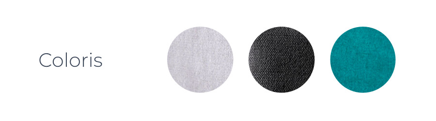 Les coloris du canapé d'angle droit Montana : gris clair, gris foncé et bleu turquoise