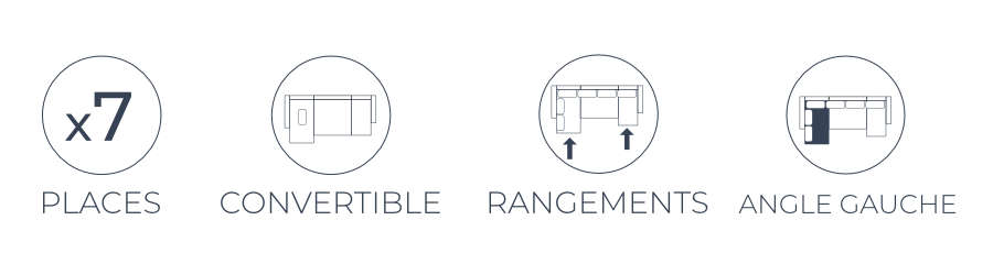 Les fonctions pratiques du canapé d'angle gauche panoramique convertible Montana