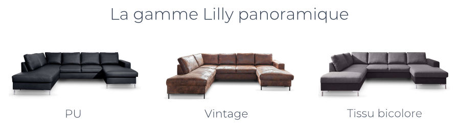 La gamme Bobochic Lilly angle panoramique : PU, vintage et tissu bicolore