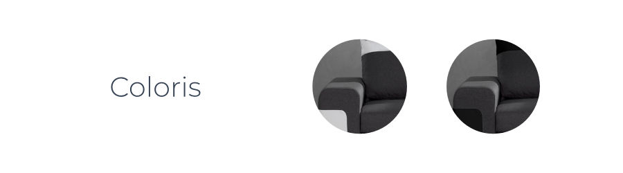 Les coloris du canapé d'angle 4 places convertible Milan : blanc/gris et noir/gris